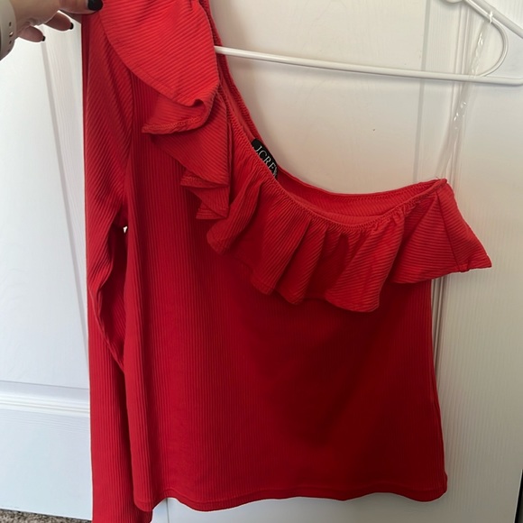 J Crew One-shoulder ruffleneck top in vintage rib - Picture 2 of 4